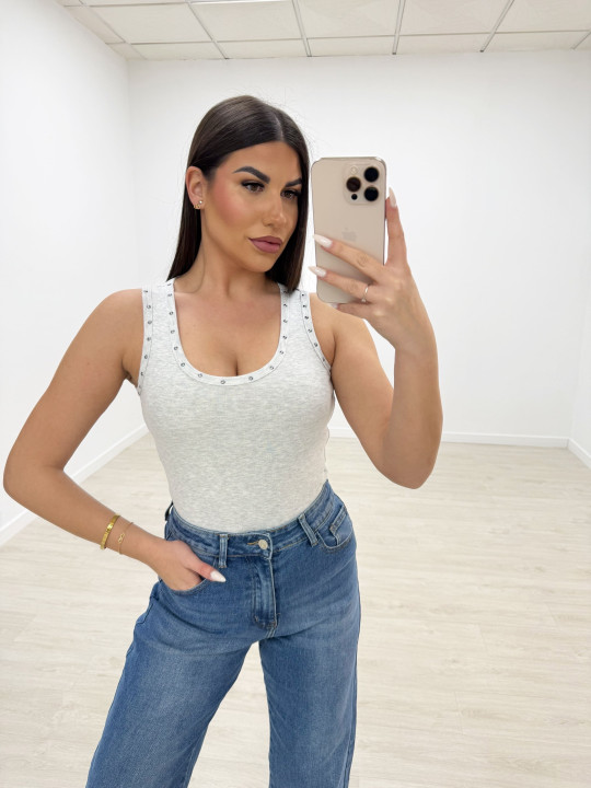 TOP ALGODÓN TACHAS GRIS